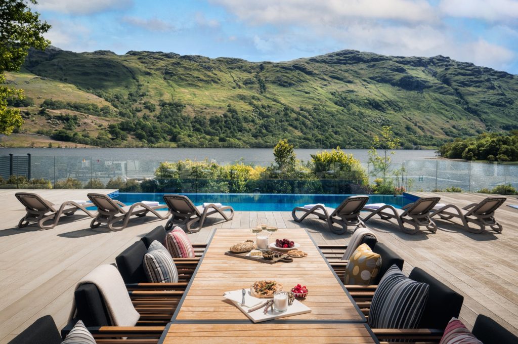 outside seating at the pool